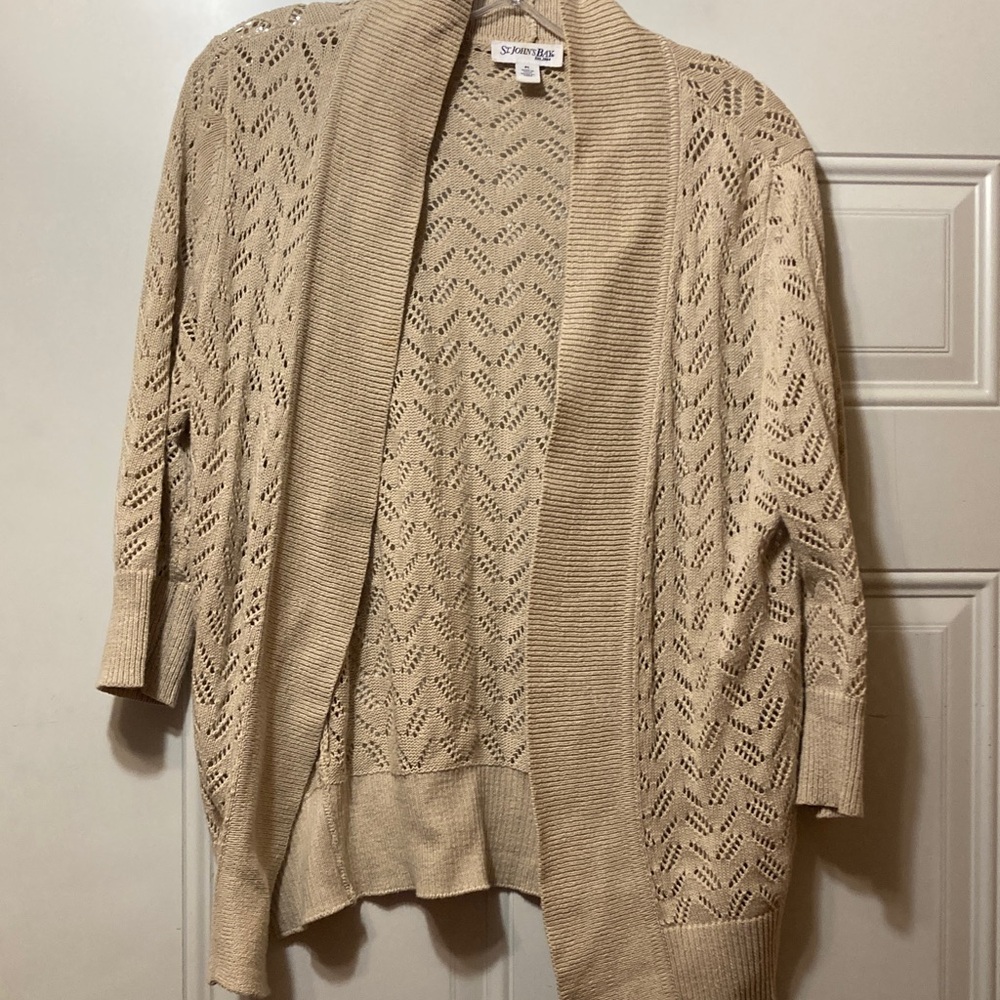 St. John's Bay Open Knit Cardigan in Cream PL